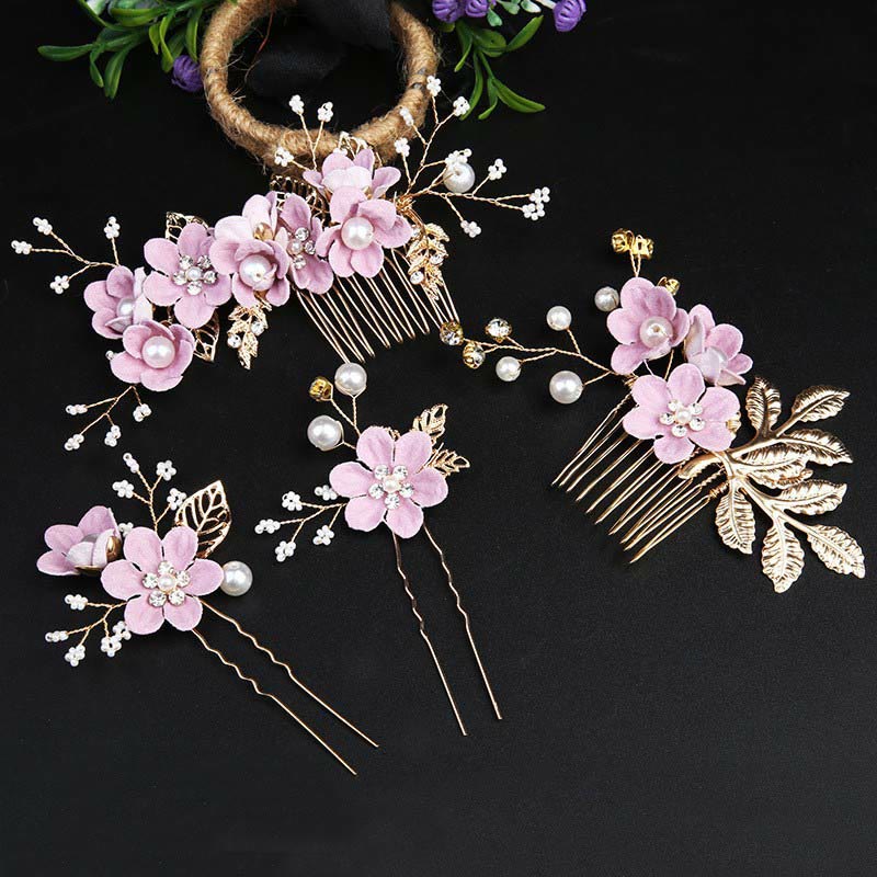 Set di pettini per capelli con forcina e fiore in foglia d'oro fatti a mano, 4 pezzi, Buddha Stones - Image 17