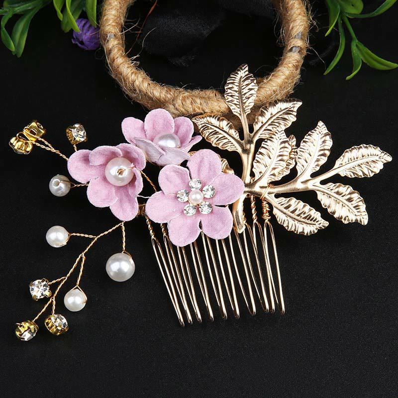Set di pettini per capelli con forcina e fiore in foglia d'oro fatti a mano, 4 pezzi, Buddha Stones - Image 18
