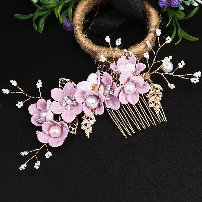 Set di pettini per capelli con forcina e fiore in foglia d'oro fatti a mano, 4 pezzi, Buddha Stones - Image 19