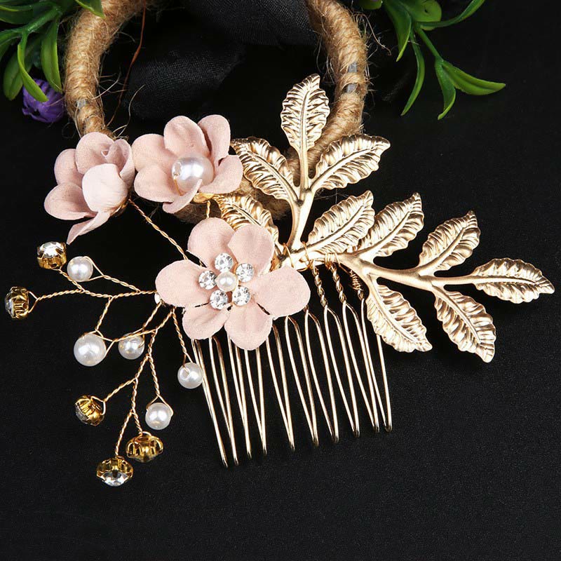 Set di pettini per capelli con forcina e fiore in foglia d'oro fatti a mano, 4 pezzi, Buddha Stones - Image 3
