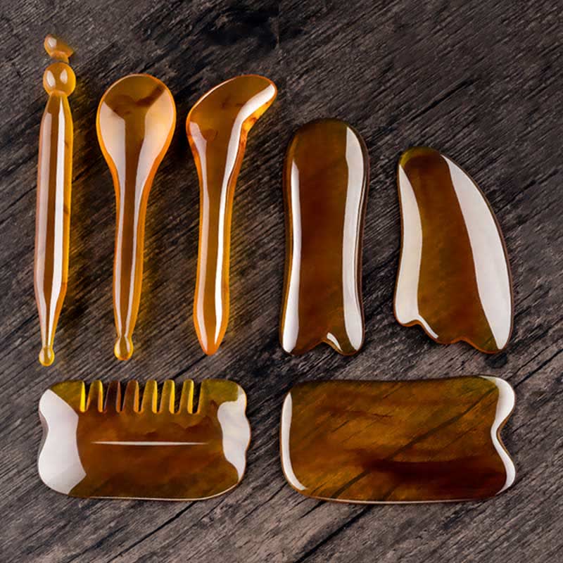 Set di pettini per massaggio completo del corpo e del viso Gua Sha in resina - Image 4
