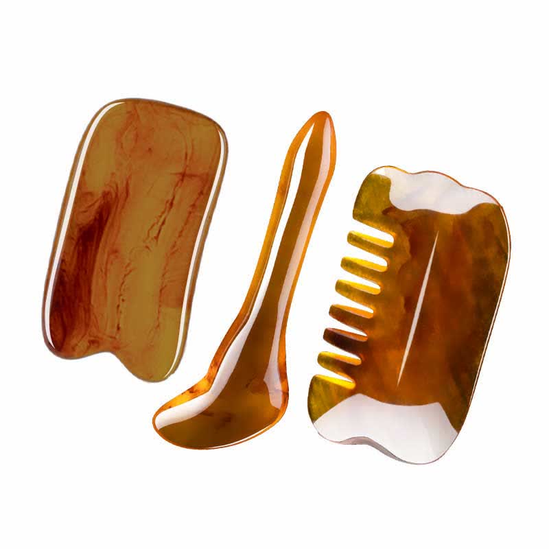 Set di pettini per massaggio completo del corpo e del viso Gua Sha in resina - Image 9