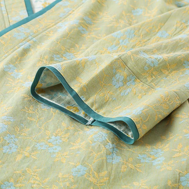 Set pigiama in cotone con maniche lunghe, pantaloni e camicia con scollo a V, motivo floreale colorato Buddha Stones, 2 pezzi, con tasche - Image 8
