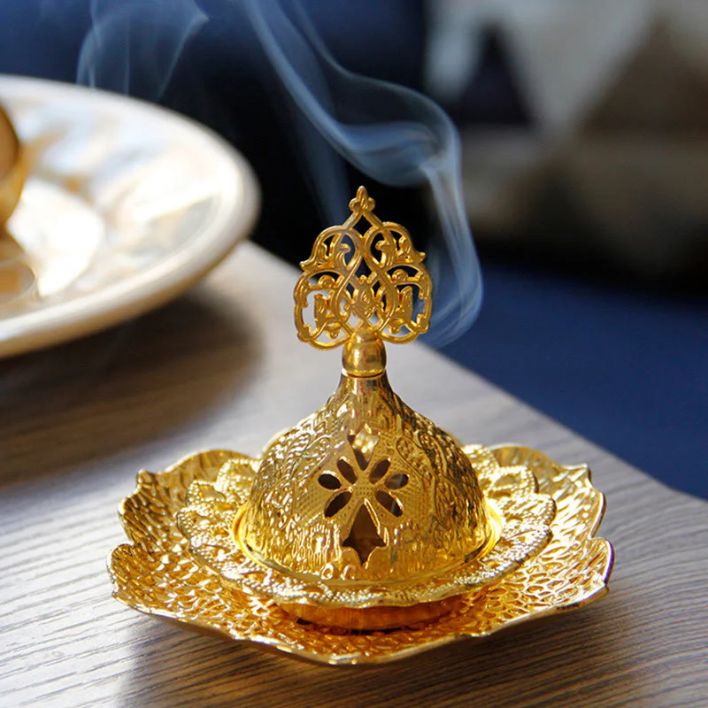 Sottobicchiere in foglia d'oro spirituale Mini lega di metallo bruciatore di incenso - Image 10