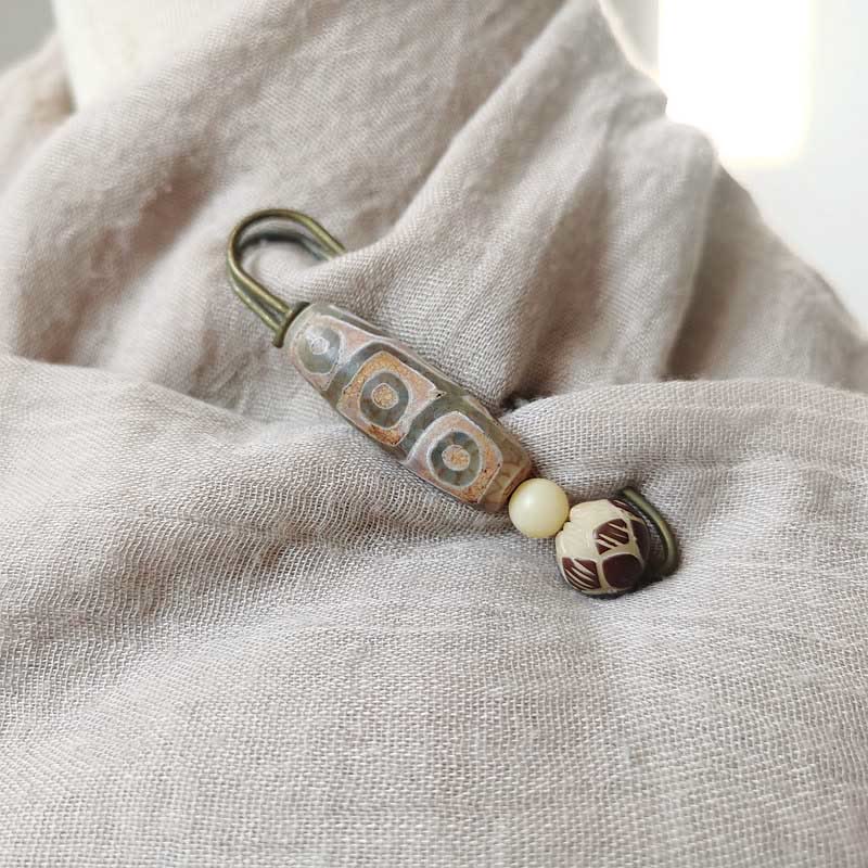 Spilla di protezione con perline Dzi a nove occhi Buddha Stones Bodhi Seed Lotus - Image 2