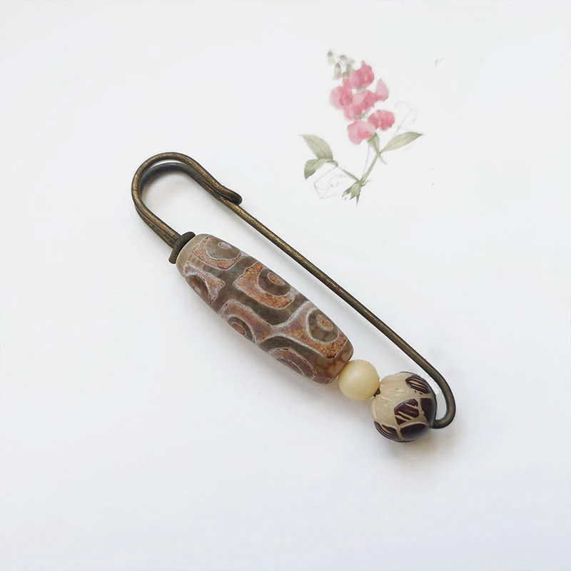 Spilla di protezione con perline Dzi a nove occhi Buddha Stones Bodhi Seed Lotus - Image 3
