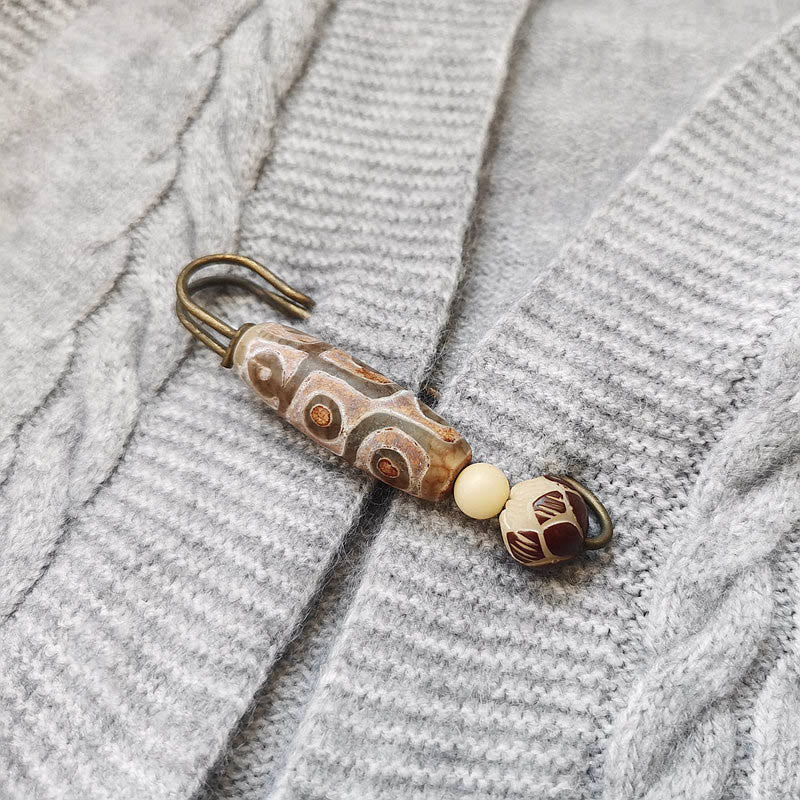 Spilla di protezione con perline Dzi a nove occhi Buddha Stones Bodhi Seed Lotus - Image 4