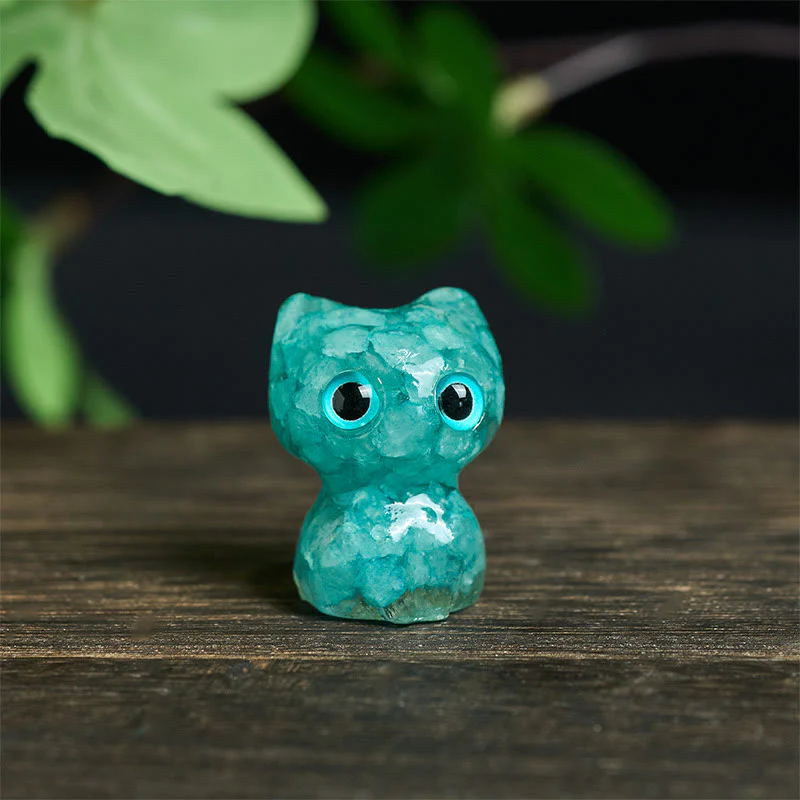 Statua decorativa di purificazione di piccoli gatti in resina gocciolante Buddha Stones - Image 16