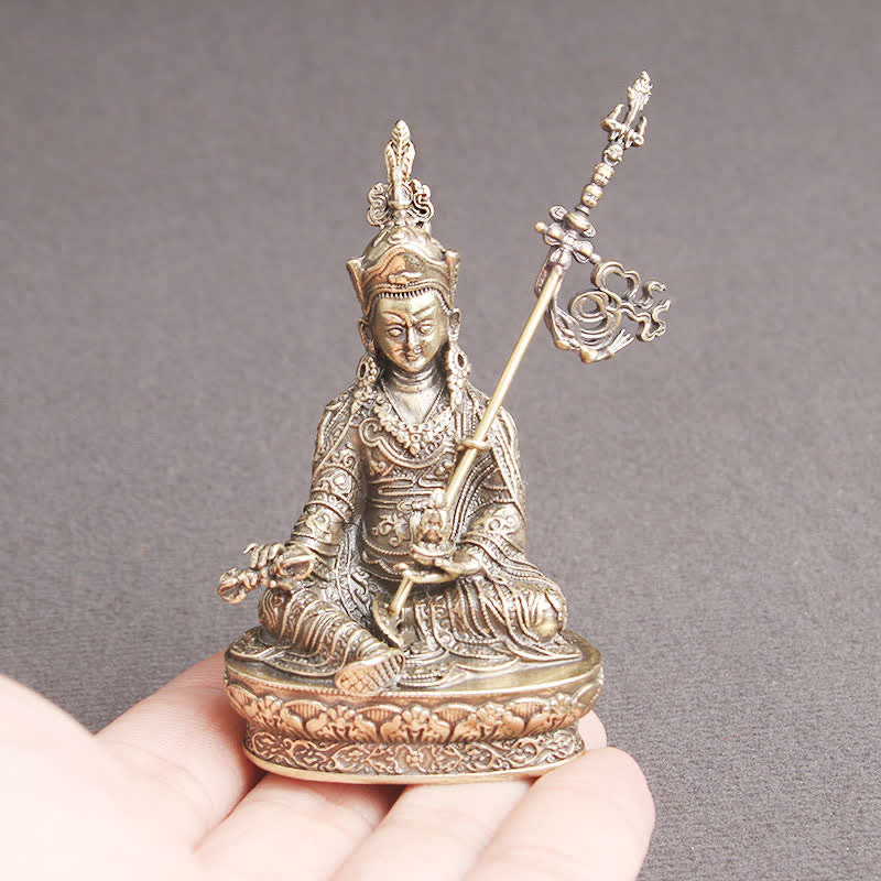 Statua del Buddha Padmasambhava, decorazione del tempio, ornamento della serenità in rame - Image 3