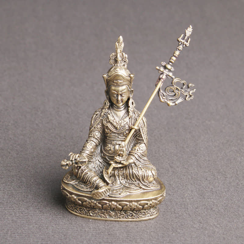 Statua del Buddha Padmasambhava, decorazione del tempio, ornamento della serenità in rame - Image 4