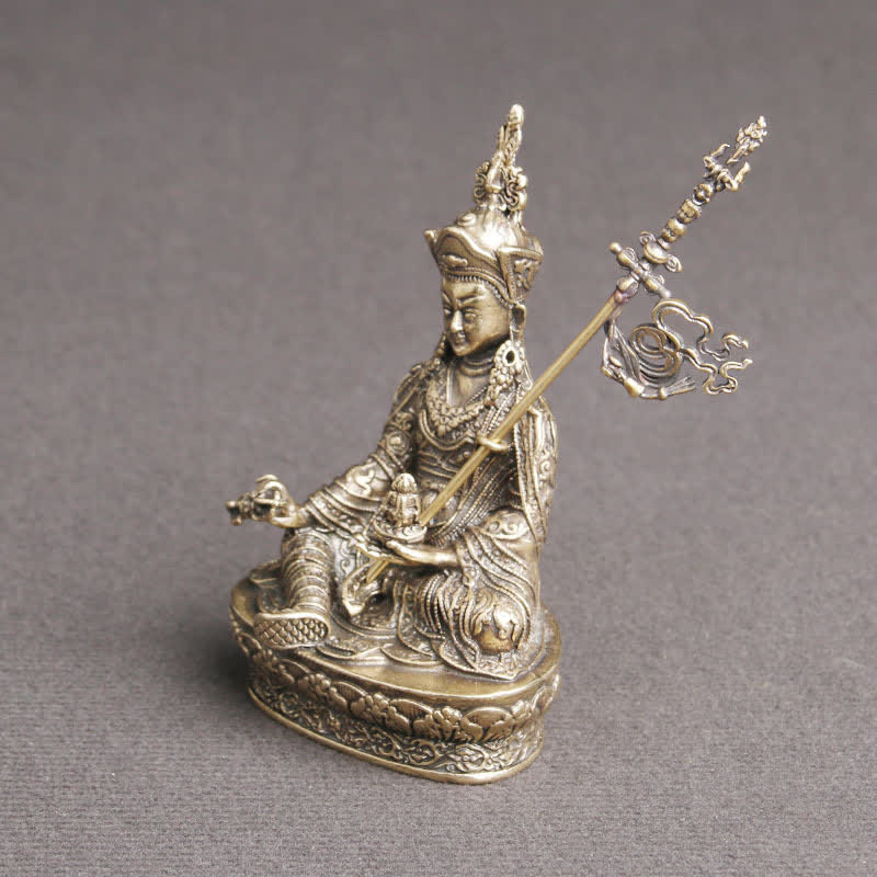 Statua del Buddha Padmasambhava, decorazione del tempio, ornamento della serenità in rame - Image 5