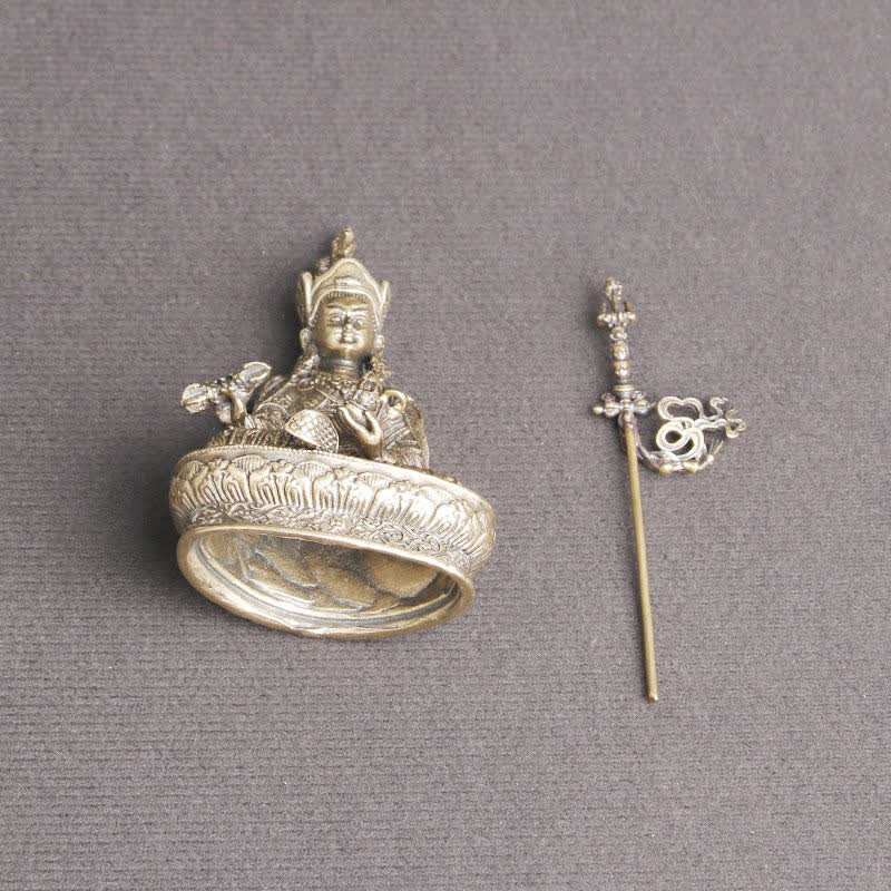 Statua del Buddha Padmasambhava, decorazione del tempio, ornamento della serenità in rame - Image 9
