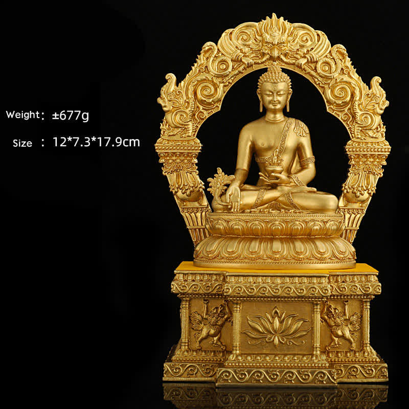 Statua di Buddha della medicina Shakyamuni Amitabha, statua in rame della serenità, decorazione per la casa - Image 9
