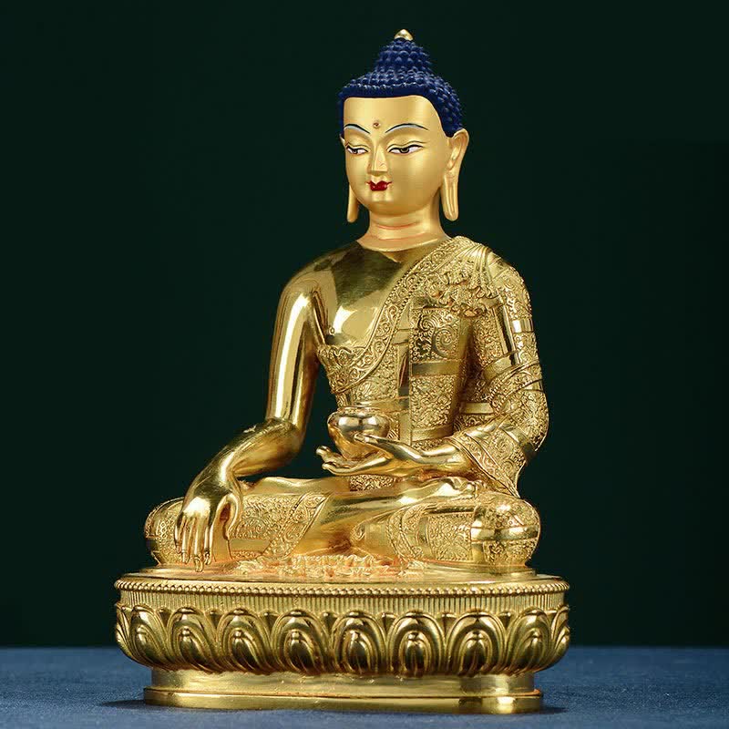 Statua di Buddha Shakyamuni Statua di rame dell'illuminazione Decorazione per la casa - Image 4