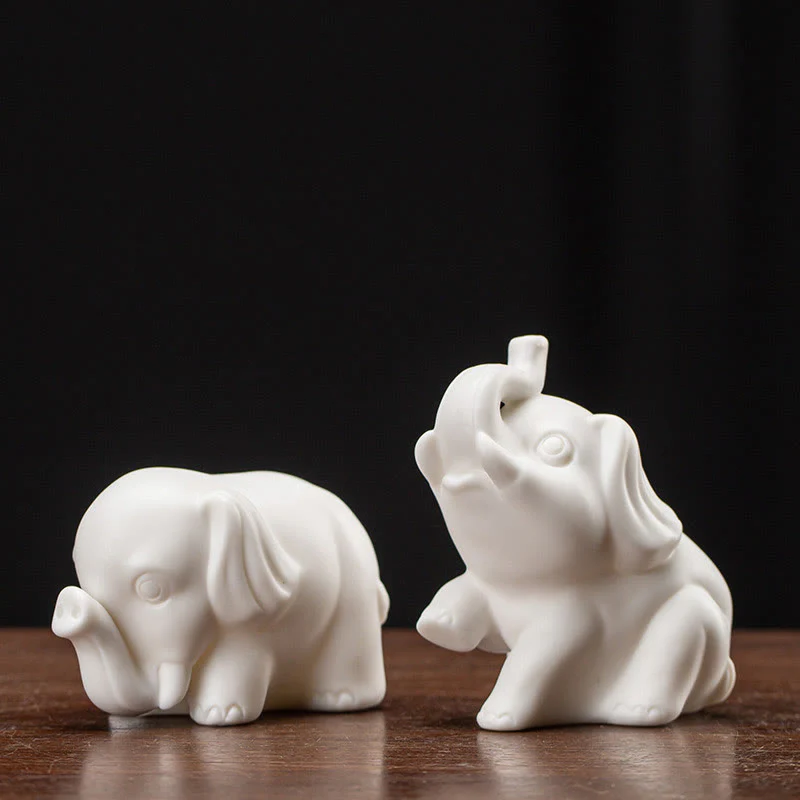 Statua di elefante piccolo Buddha Stones porcellana bianca ceramica forza decorazione scrivania casa - Image 14