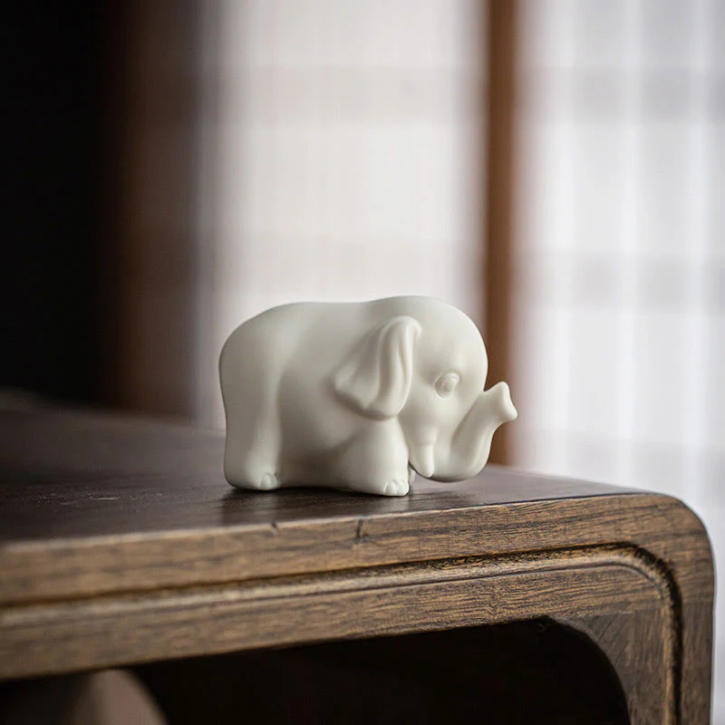 Statua di elefante piccolo Buddha Stones porcellana bianca ceramica forza decorazione scrivania casa - Image 3