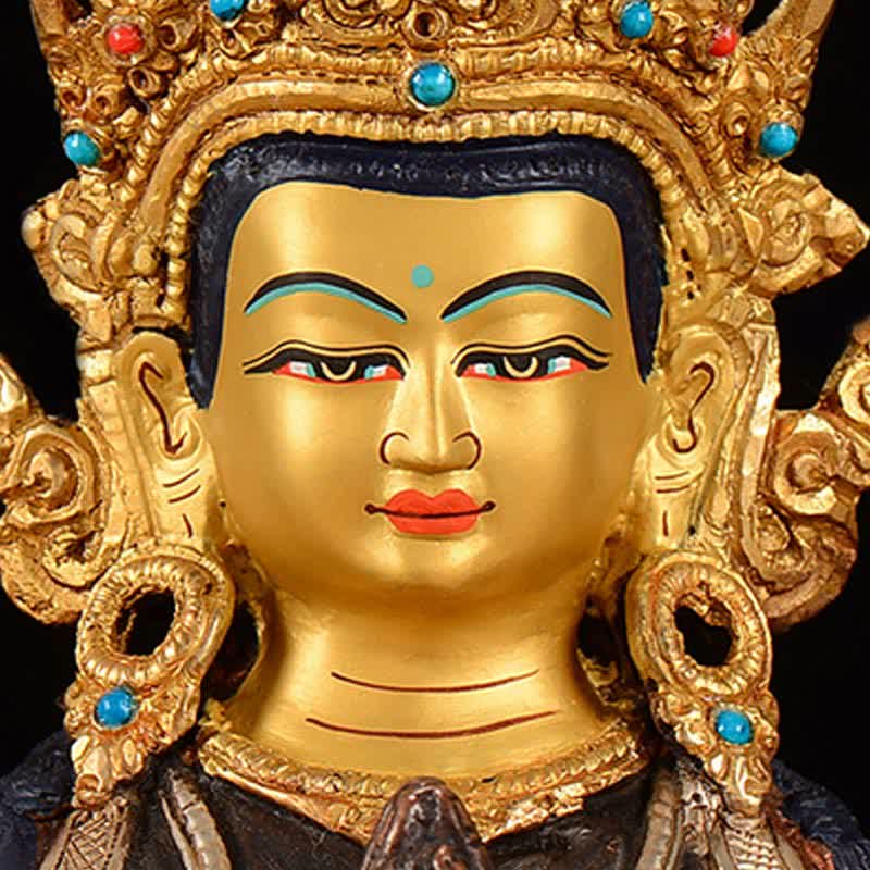 Statua di rame di protezione di Avalokitesvara a quattro braccia del Bodhisattva Chenrezig Decorazione - Image 10