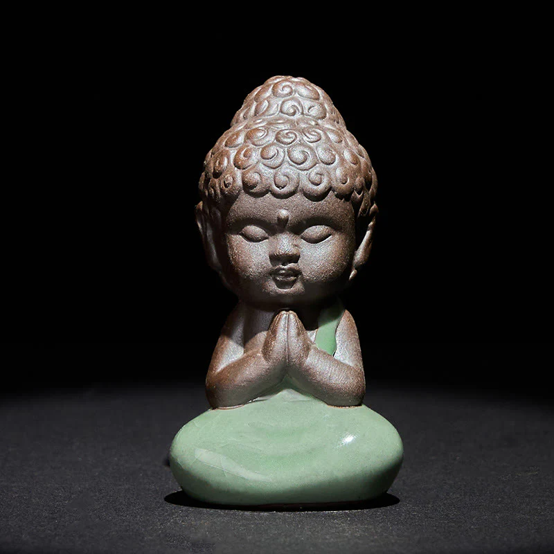 Statua in ceramica del monaco che riposa in meditazione, preghiera, Buddha Stones, serenità, decorazione per la casa
