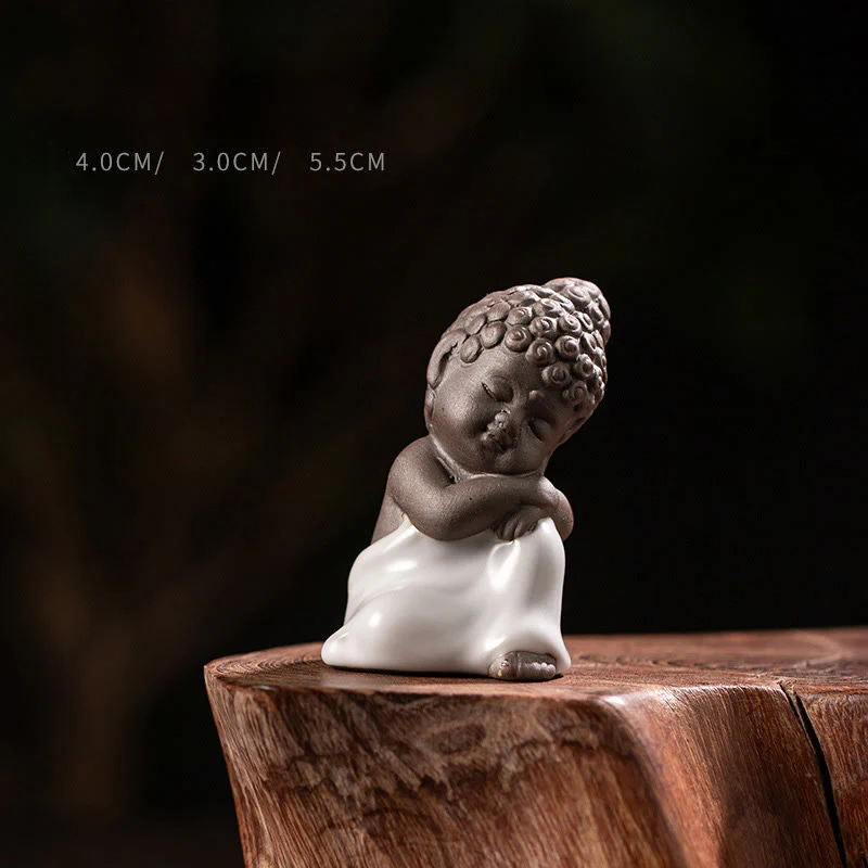 Statua in ceramica del monaco che riposa in meditazione, preghiera, Buddha Stones, serenità, decorazione per la casa - Image 10
