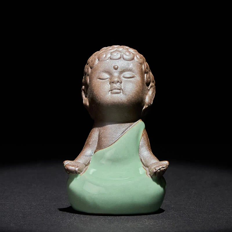 Statua in ceramica del monaco che riposa in meditazione, preghiera, Buddha Stones, serenità, decorazione per la casa - Image 11