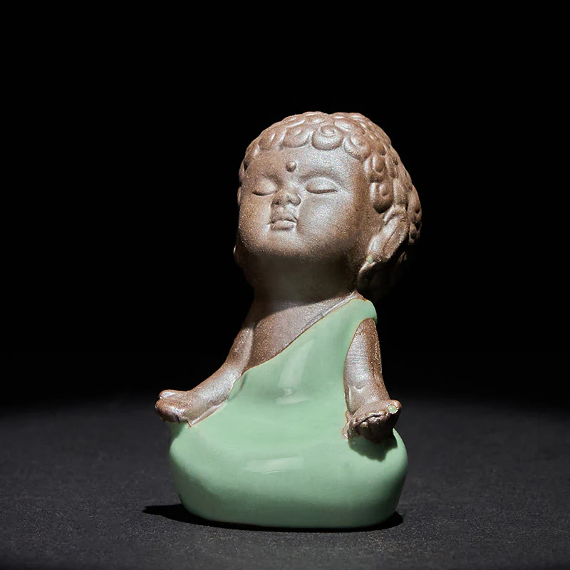 Statua in ceramica del monaco che riposa in meditazione, preghiera, Buddha Stones, serenità, decorazione per la casa - Image 12