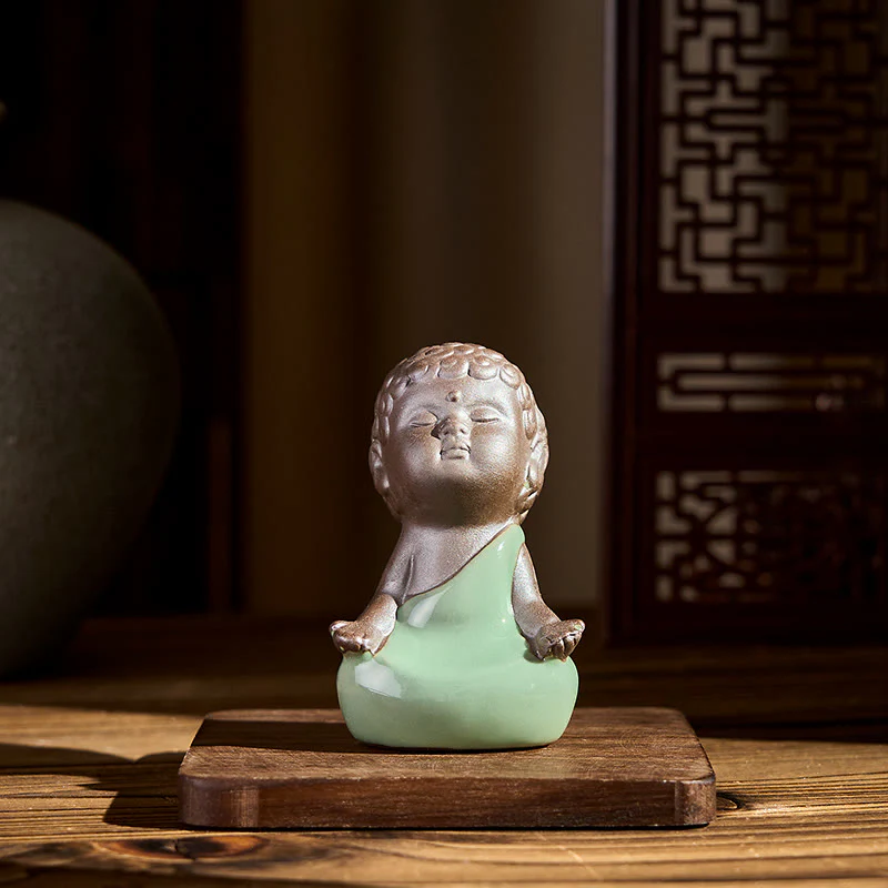 Statua in ceramica del monaco che riposa in meditazione, preghiera, Buddha Stones, serenità, decorazione per la casa - Image 14