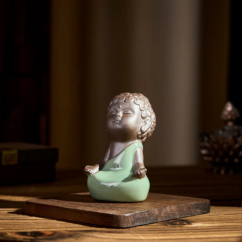 Statua in ceramica del monaco che riposa in meditazione, preghiera, Buddha Stones, serenità, decorazione per la casa - Image 15