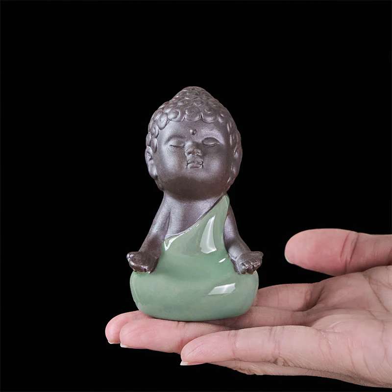 Statua in ceramica del monaco che riposa in meditazione, preghiera, Buddha Stones, serenità, decorazione per la casa - Image 16