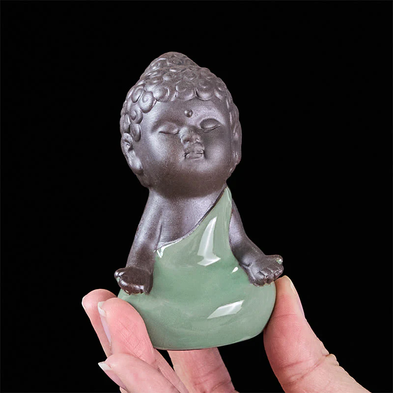 Statua in ceramica del monaco che riposa in meditazione, preghiera, Buddha Stones, serenità, decorazione per la casa - Image 17