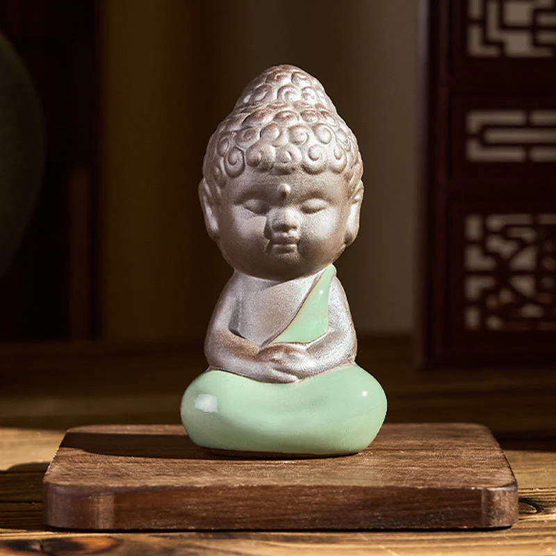 Statua in ceramica del monaco che riposa in meditazione, preghiera, Buddha Stones, serenità, decorazione per la casa - Image 23