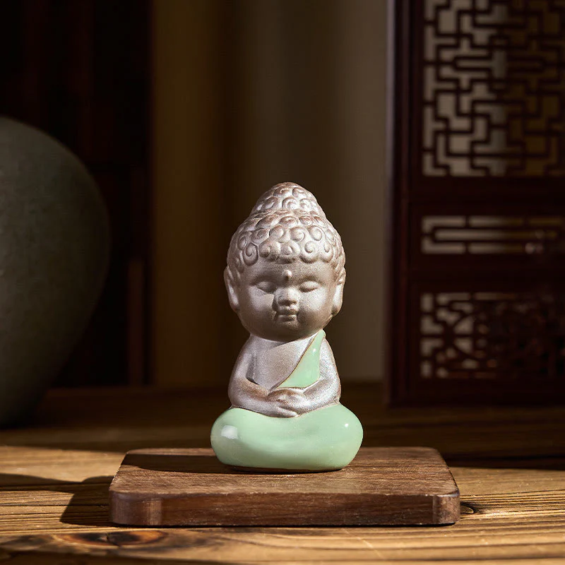 Statua in ceramica del monaco che riposa in meditazione, preghiera, Buddha Stones, serenità, decorazione per la casa - Image 24