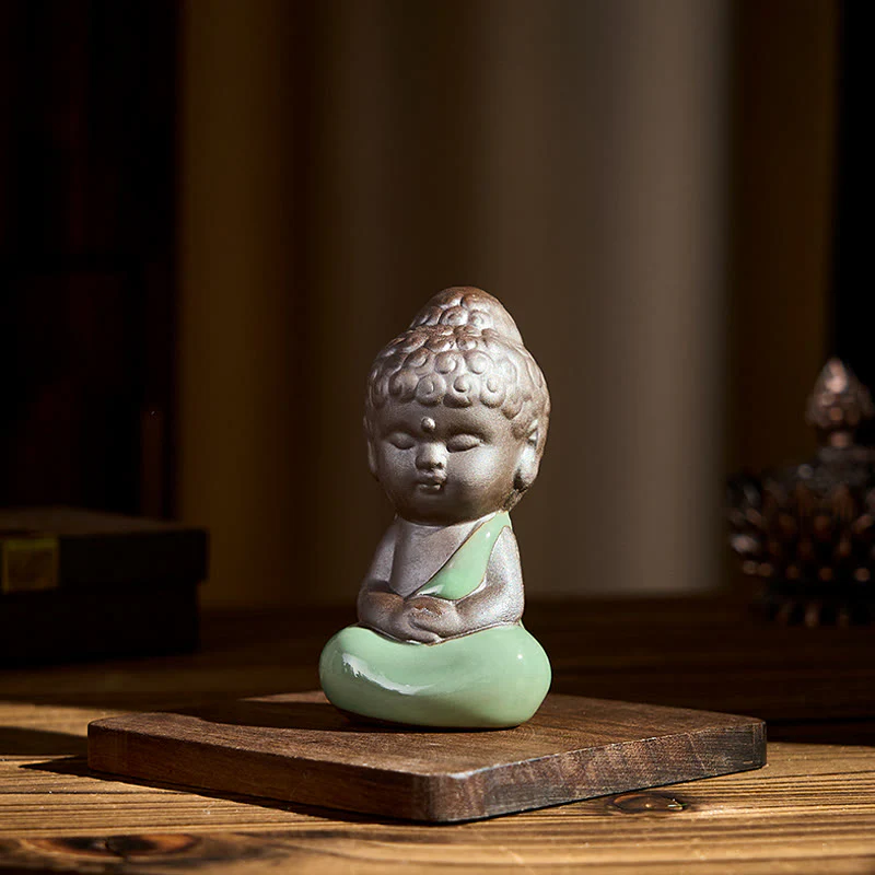 Statua in ceramica del monaco che riposa in meditazione, preghiera, Buddha Stones, serenità, decorazione per la casa - Image 25