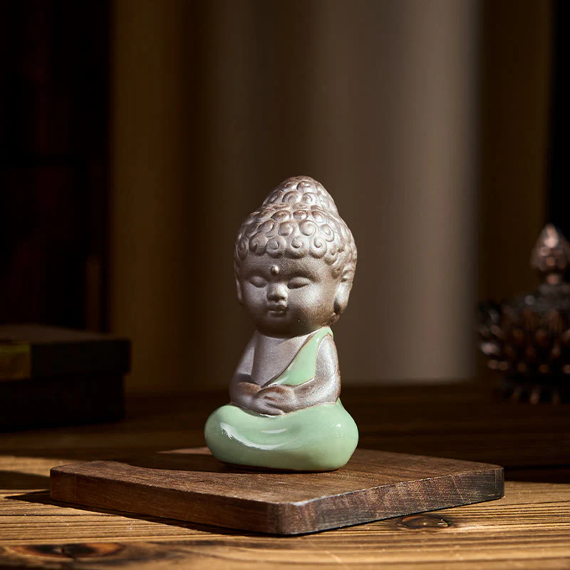 Statua in ceramica del monaco che riposa in meditazione, preghiera, Buddha Stones, serenità, decorazione per la casa - Image 26