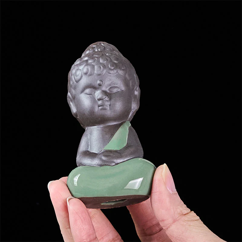 Statua in ceramica del monaco che riposa in meditazione, preghiera, Buddha Stones, serenità, decorazione per la casa - Image 30