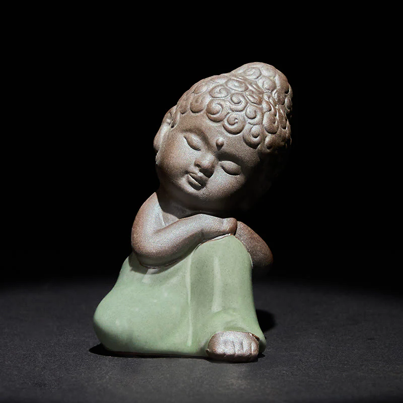 Statua in ceramica del monaco che riposa in meditazione, preghiera, Buddha Stones, serenità, decorazione per la casa - Image 33