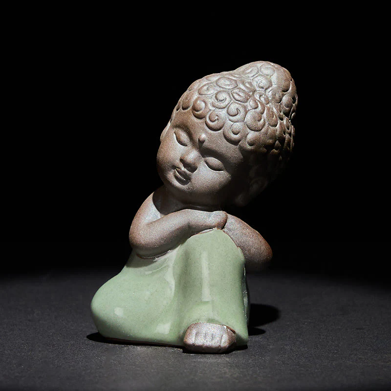 Statua in ceramica del monaco che riposa in meditazione, preghiera, Buddha Stones, serenità, decorazione per la casa - Image 34