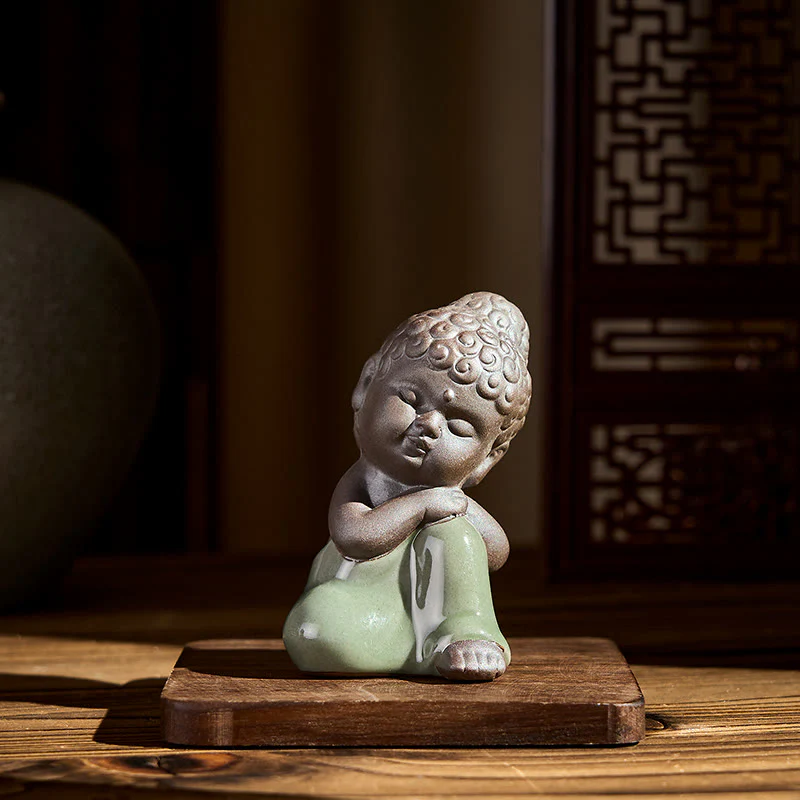 Statua in ceramica del monaco che riposa in meditazione, preghiera, Buddha Stones, serenità, decorazione per la casa - Image 36