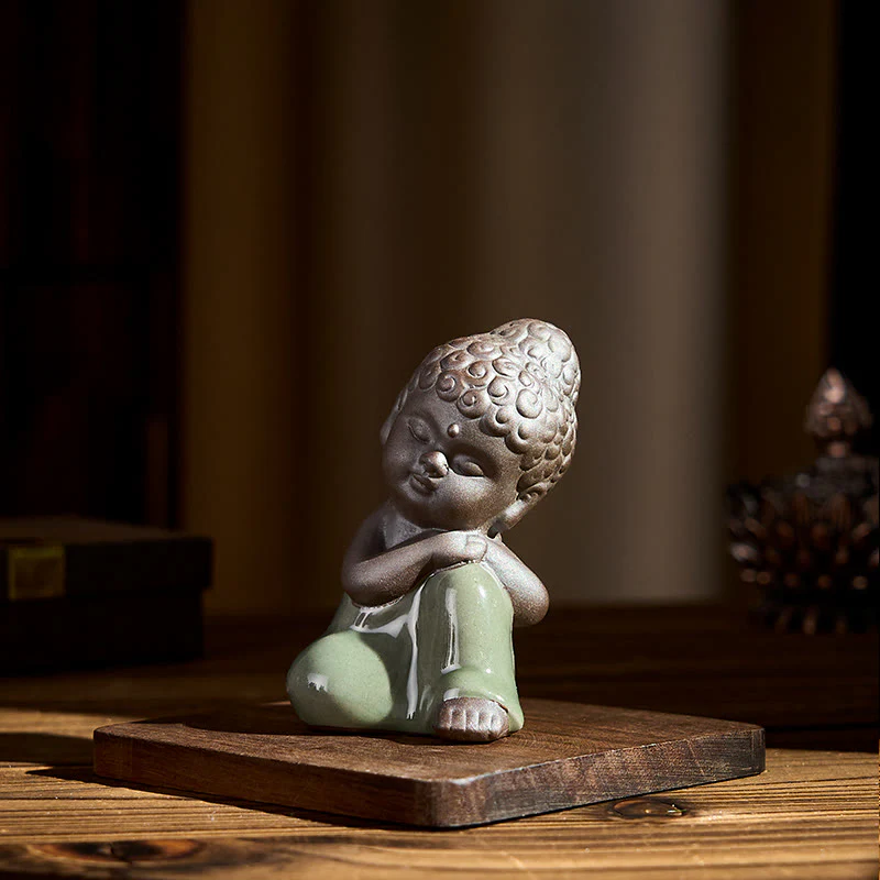 Statua in ceramica del monaco che riposa in meditazione, preghiera, Buddha Stones, serenità, decorazione per la casa - Image 37