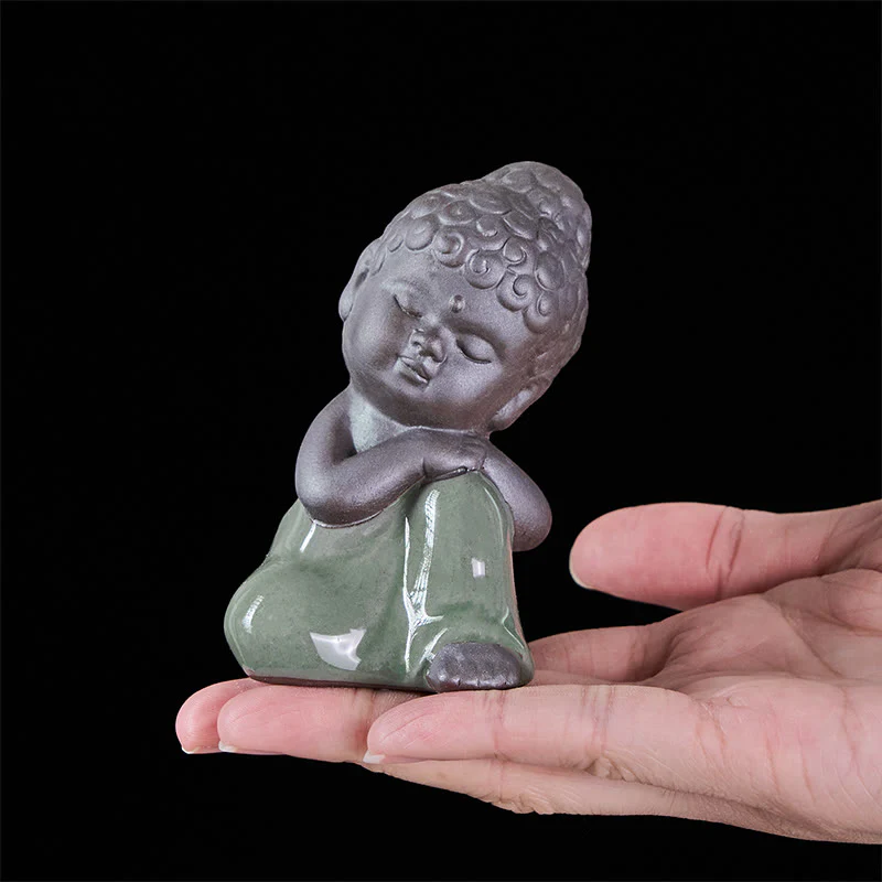 Statua in ceramica del monaco che riposa in meditazione, preghiera, Buddha Stones, serenità, decorazione per la casa - Image 38