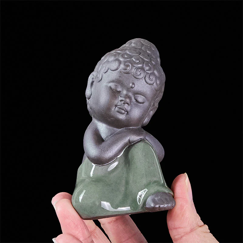 Statua in ceramica del monaco che riposa in meditazione, preghiera, Buddha Stones, serenità, decorazione per la casa - Image 39
