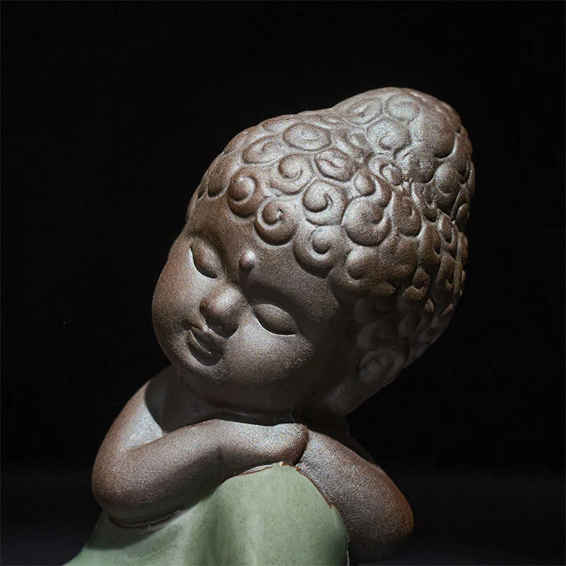 Statua in ceramica del monaco che riposa in meditazione, preghiera, Buddha Stones, serenità, decorazione per la casa - Image 40