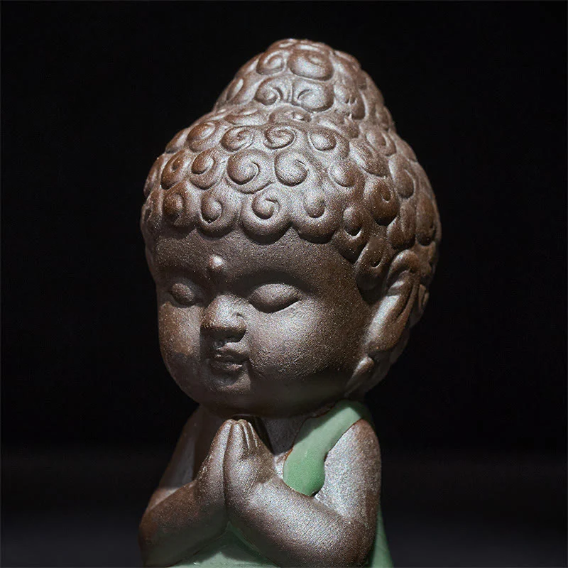 Statua in ceramica del monaco che riposa in meditazione, preghiera, Buddha Stones, serenità, decorazione per la casa - Image 8