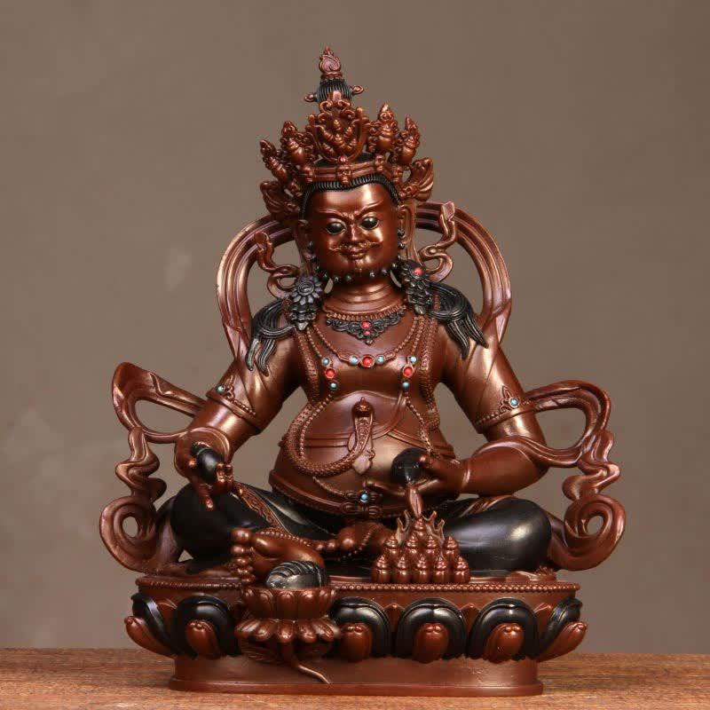 Statua in rame della compassione della statuetta del Bodhisattva Jambhala giallo, decorazione per la casa e l'ufficio