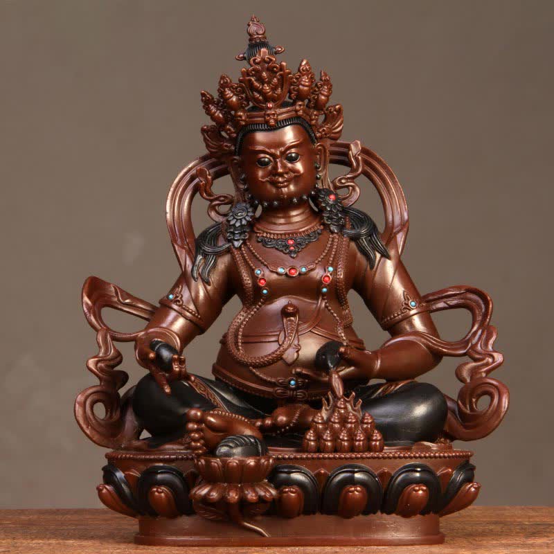 Statua in rame della compassione della statuetta del Bodhisattva Jambhala giallo, decorazione per la casa e l'ufficio - Image 11