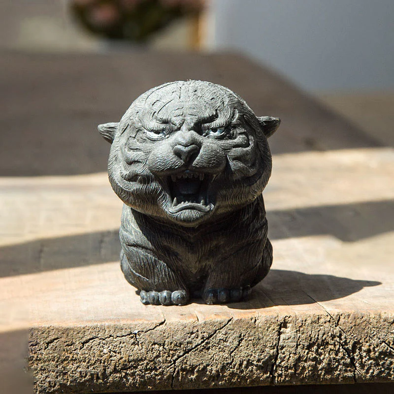 Statua in resina Buddha Stones con polvere di ferro e ruggine fatta a mano in miniatura di tigre ruggente, decorazione per la casa - Image 14
