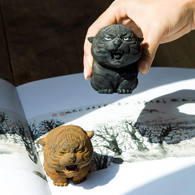 Statua in resina Buddha Stones con polvere di ferro e ruggine fatta a mano in miniatura di tigre ruggente, decorazione per la casa - Image 3
