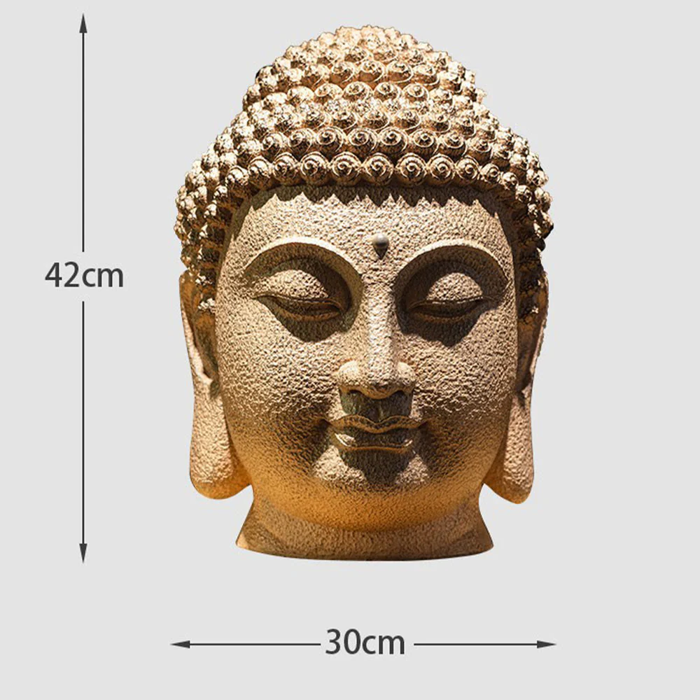 Statua in resina con testa di Buddha in meditazione, occhi chiusi, decorazione zen per la casa, 42*30*30 cm - Image 13