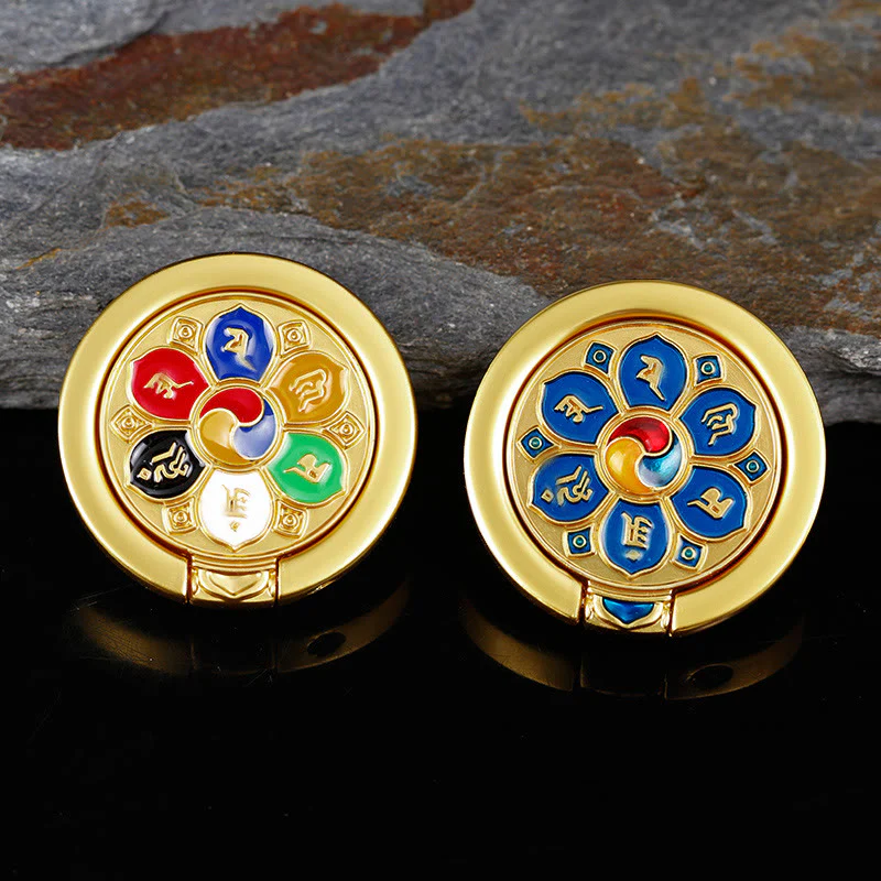 Supporto per anello per telefono con simbolo della pace tibetano Om Mani Padme Hum, decorazioni universali per telefono - Image 4