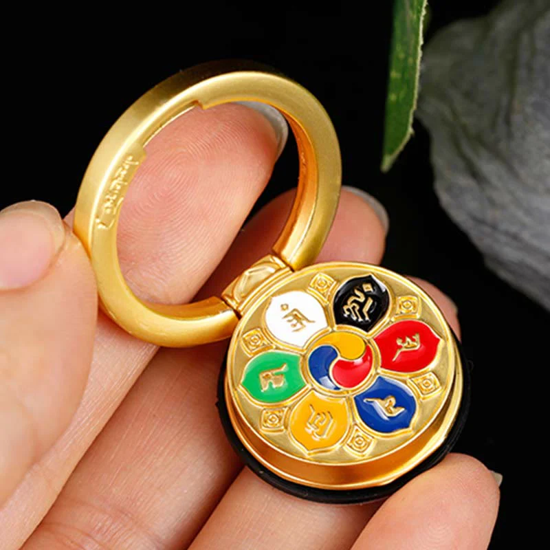 Supporto per anello per telefono con simbolo della pace tibetano Om Mani Padme Hum, decorazioni universali per telefono - Image 5