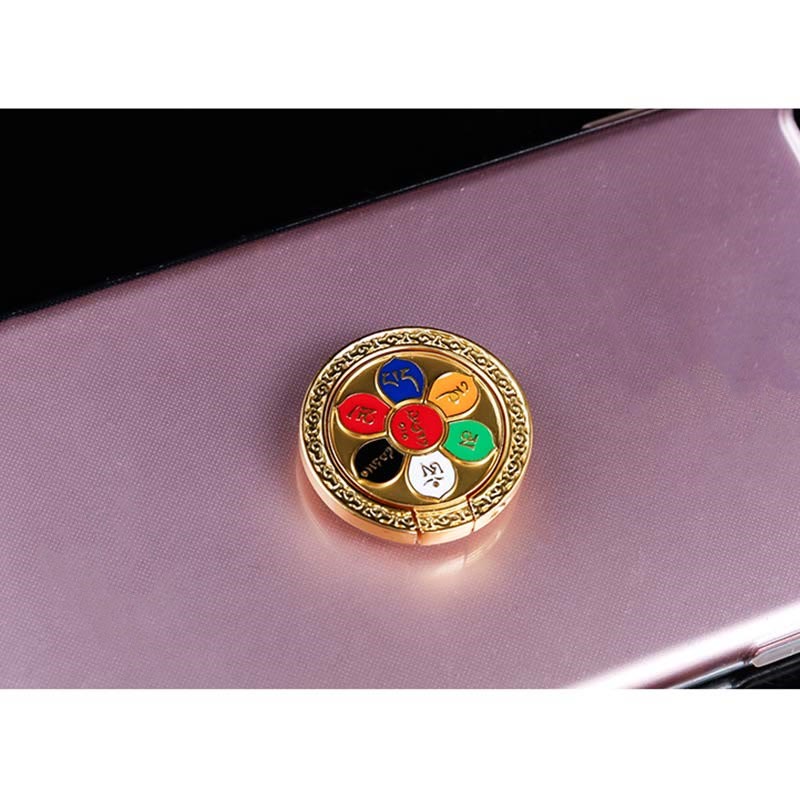 Supporto per anello per telefono con simbolo della pace tibetano Om Mani Padme Hum, decorazioni universali per telefono - Image 9